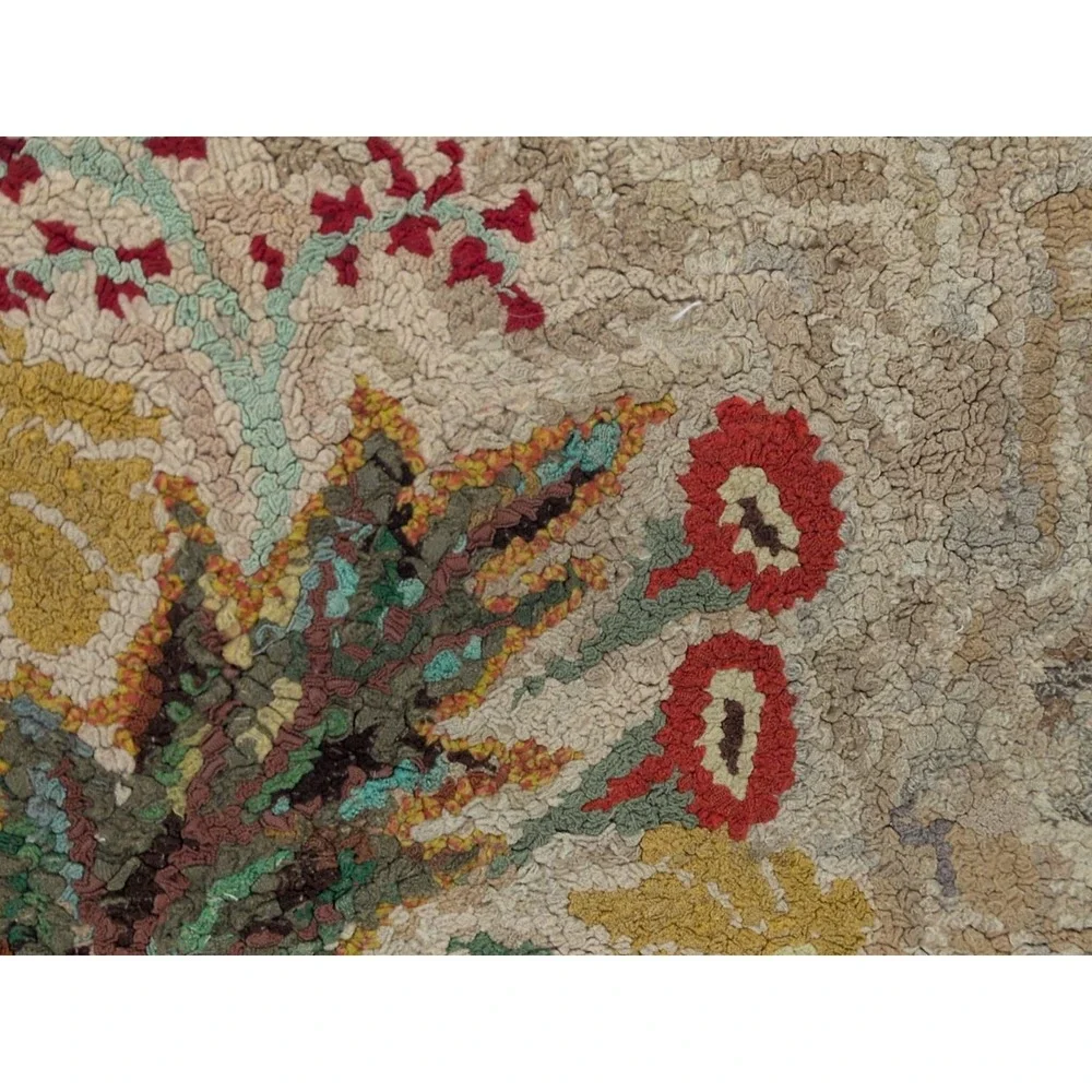 VTG Antique Hooked Rug Large 76
